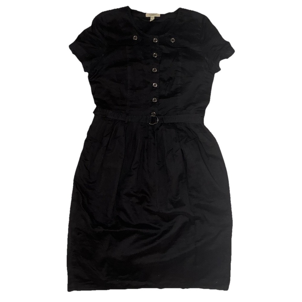 Burberry London Dress Women's 4 Black Cotton Belted Trench Career Academia - Picture 1 of 12
